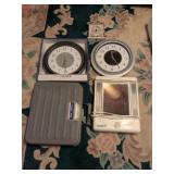 (3) Clocks, Conair Makeup Mirror, Bathroom Scale