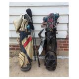 (2) Golf Cart Golf Club Bags with Golf Clubs