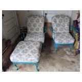 Outdoor Patio Chairs - (2) Chairs & Ottoman