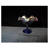 Blue Fenton Carnival Glass Small Compote