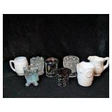 (7) Toothpick Holders, Small Milk Glass Creamer