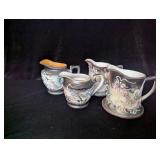 (4) Vintage Japanese Moriage Dragonware Creamers