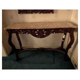 Marble-Top Mahogany Sofa Table
