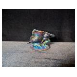 (2) Blue Carnival Glass Dishes: