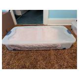 Large Pink & Brown Afghan in Tote with Lid