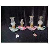 (4) Japanese Dragonware Aladin Type Kerosene Lamps