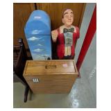 Butler Statue - 30"; Wooden Safe Box