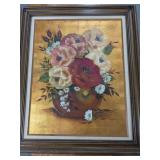 Framed Poppy Bouquet Painting
