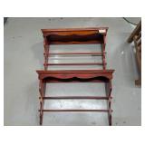 (2) Wooden Wall Shelves with Racks