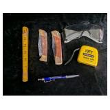 2 Pocket Knives; Measuring Tape; Safety Glasses