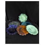 (6) Colored Glass Decorative Plates - 7 1/4"