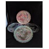(4) Colored Glass Decorative Plates - 10.5"