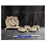 4 Vintage Casters; Cast Iron Horse Shoe