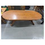 Oval Oak Coffee Table - 54" x 24" x 15.5"