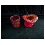 Red Glass Hat; Toothpick Holder