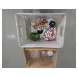 Artificial Glass Bouquets, Green Glass Basket