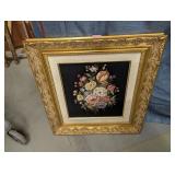 Framed Fabric Floral Art - 24" x 22.25"