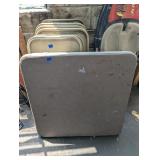 (2) Square Folding Card Tables, (7) Metal Chairs