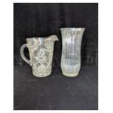 Star of David Glass Pitcher; Clear Glass Vase