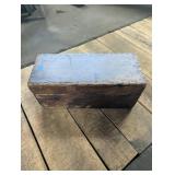 Antique Wooden Box with Hinged Lid -