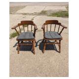 (2) Wooden Maple Barrel Kitchen Chairs
