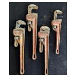 (4) Pipe Wrenches: Rigid 10", (2) Rigid 14",`