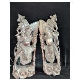 (2) Medieval Looking Wooden Statues - 21.5"