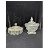 (2) Clear Glass Candy Dishes with Lids