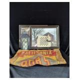 (2) Framed Farm Prints, Lantern,