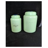 Coffee and Tea Jadeite Like Canisters