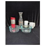 (2) Coffee Mugs, Water Pitcher,