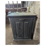 Wooden Blue Trash Can Cabinet