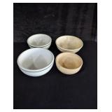 (4) Antique Stoneware Bowls: Inca ware - Cracked