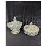 (2) Clear Glass Candy Dishes with Lids