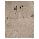 (2) Shakespeare Catfish Poles with Spinning Reels