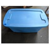 Large Blue Plastic Tote with Lid