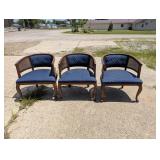 (3) Upholstered Chairs with Wicker Inserts