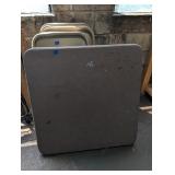 (2) Square Folding Card Tables, (7) Metal Chairs