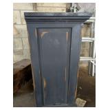 Wooden Blue Trash Can Cabinet -
