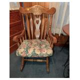 Large Oak Wooden Rocking Chair