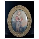 Boy & Puppy Bubble Picture in Oval Frame