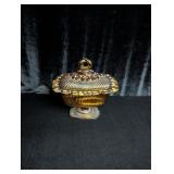 Amber Candy Dish with Lid