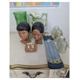 (3) Insulators, (2) Ceramic Busts, Vase,