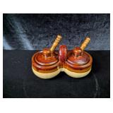 Stoneware Pottery Double Condiment Server