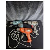 (3) Corded Electric Drills