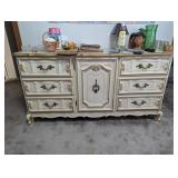 Blonde Gold Trim Dresser - 59" x 17.5" x 31"