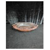 Pink Depression Glass Handled Serving Bowl