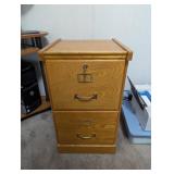 Oak 2-Drawer Filing Cabinet with Key