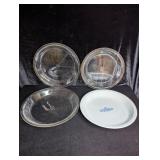 (4) Pie Plates: (3) PYREX, (1) Corningware