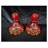 (2) Amberina Moon & Stars Candlestick Holders